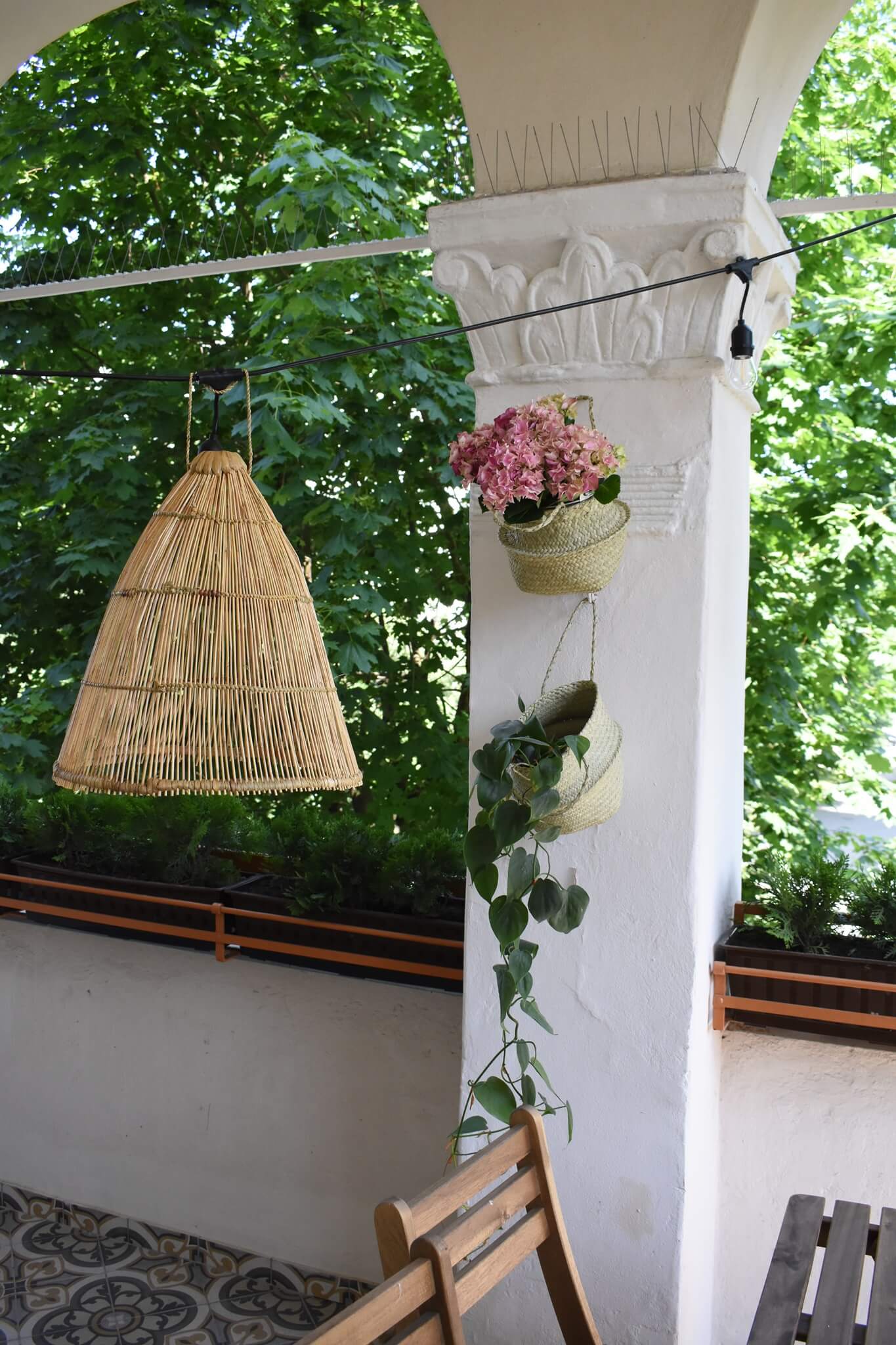 Klosz TIAKI naturalnay wiszący bambusowy abażur do lampy, boho, japandi 40cmx45cm