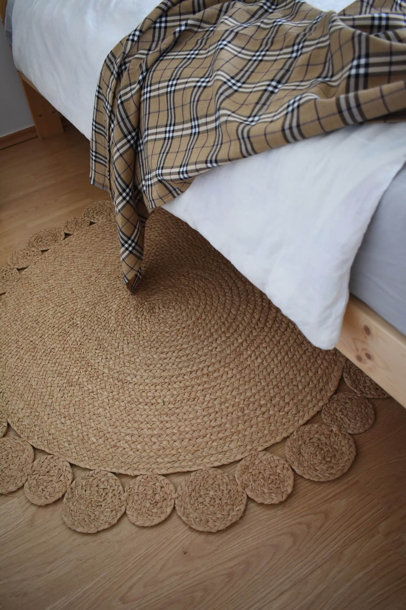 Okrągły dywan TONGOLOBE śr.100 cm naturalny, pleciony z rafii, boho