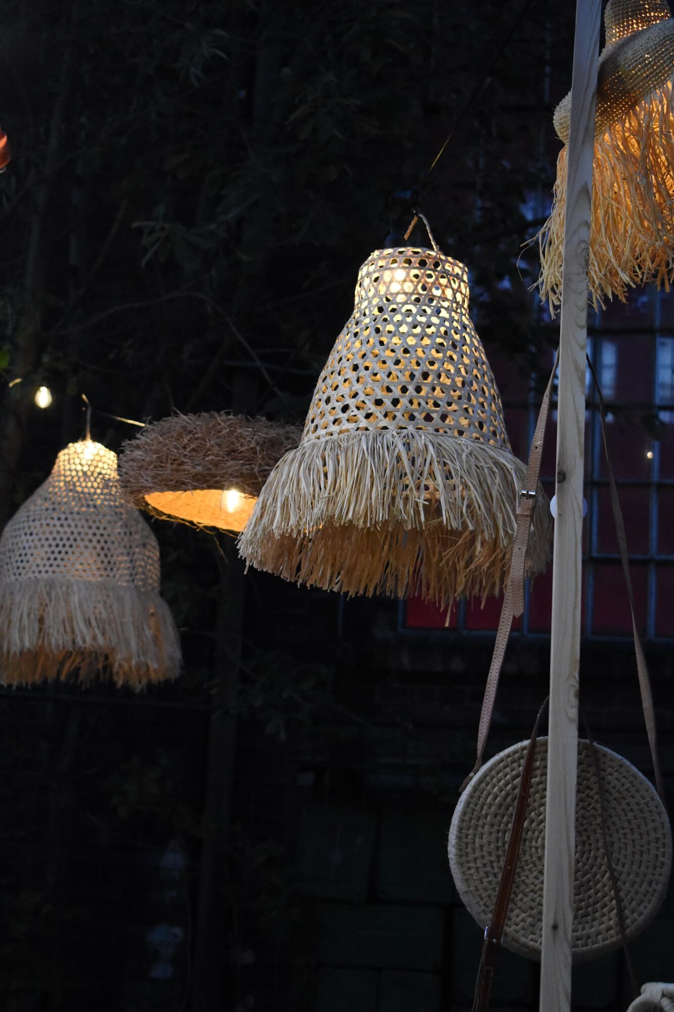 Klosz RIGEL wiszący naturalny pleciony abażur do lampy z bambusa i rafii, boho