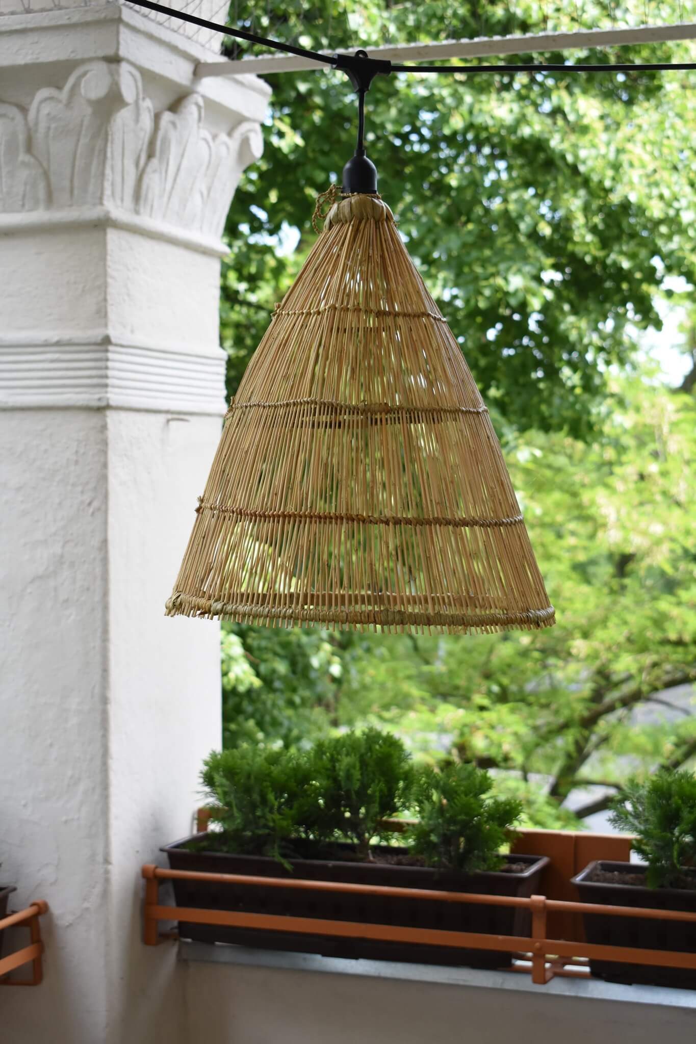 Klosz TIAKI naturalnay wiszący bambusowy abażur do lampy, boho, japandi 40cmx45cm