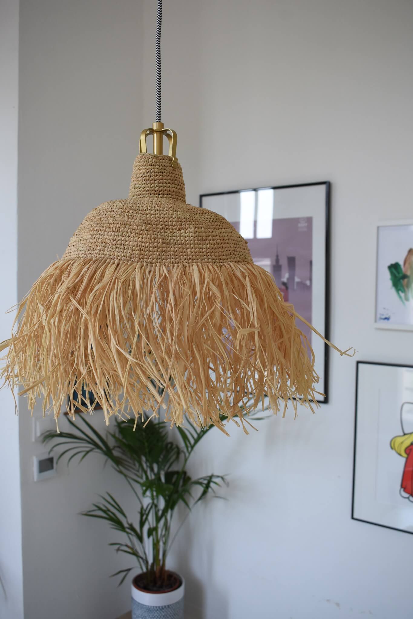 Klosz wiszący MIMOSA boho naturalny pleciony abażur do lampy z rafii