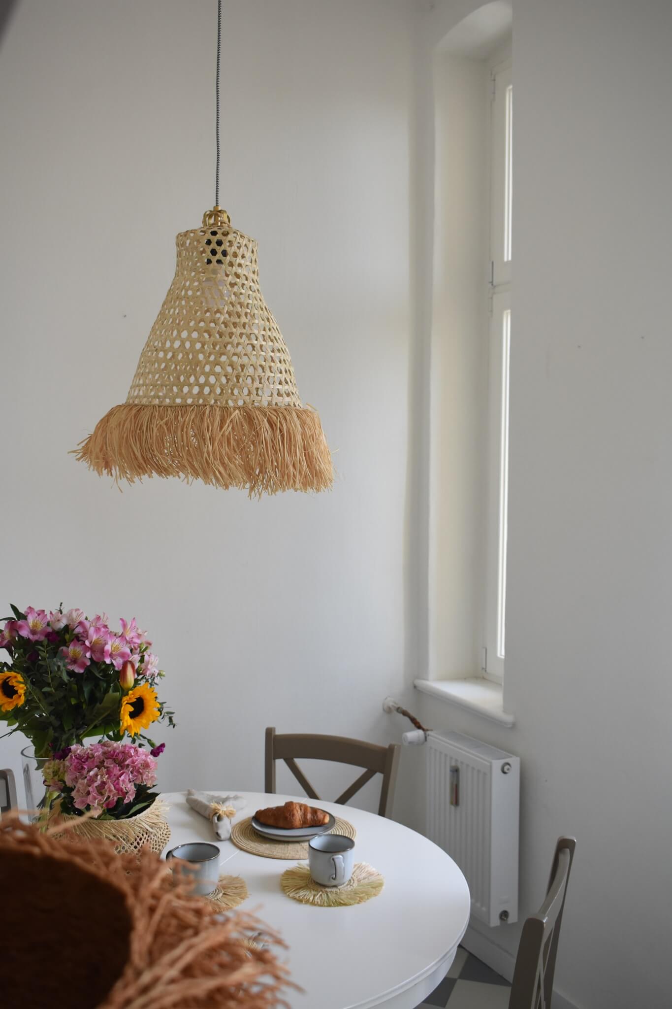 Klosz RIGEL wiszący naturalny pleciony abażur do lampy z bambusa i rafii, boho
