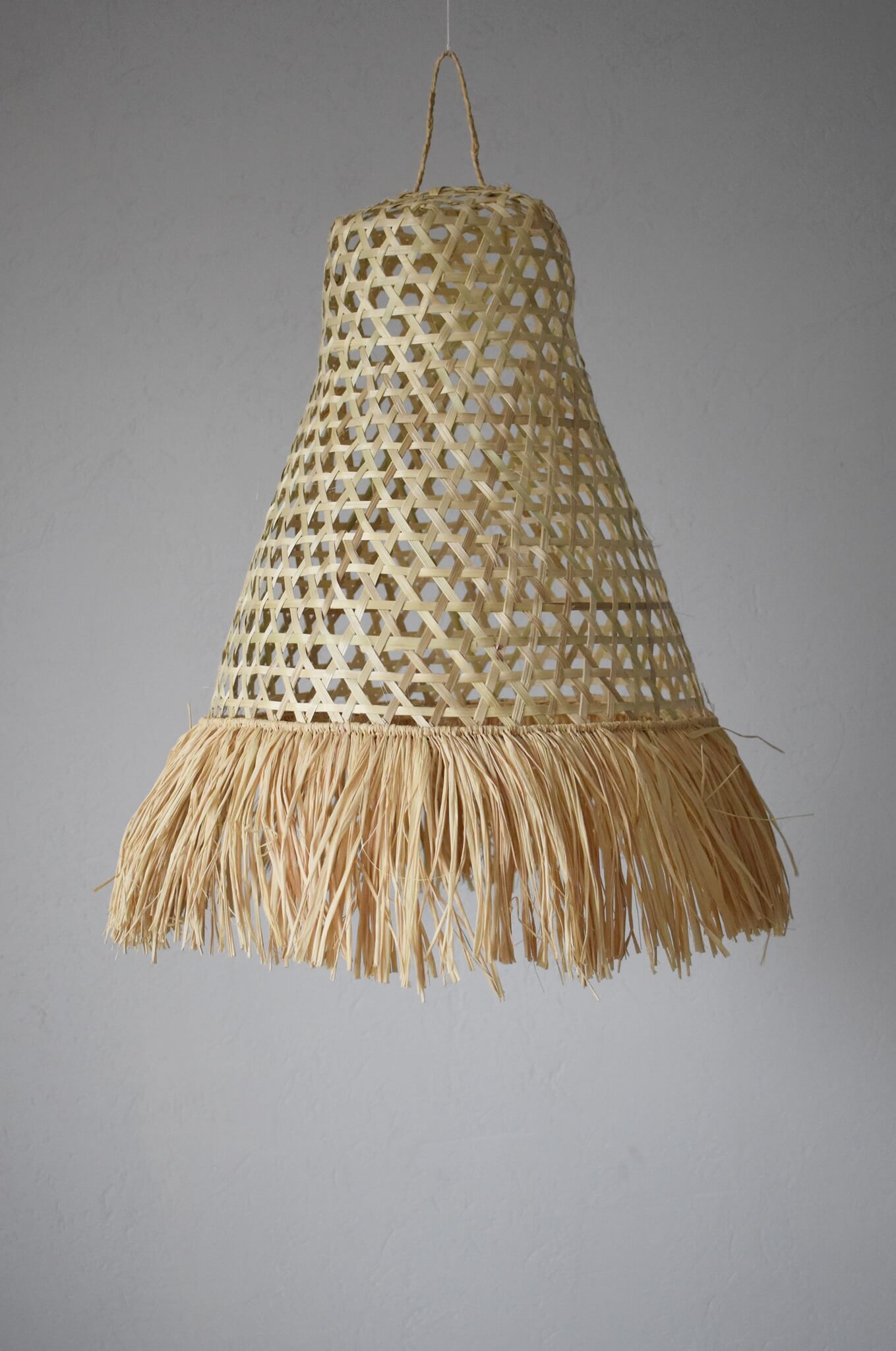 Klosz RIGEL wiszący naturalny pleciony abażur do lampy z bambusa i rafii, boho
