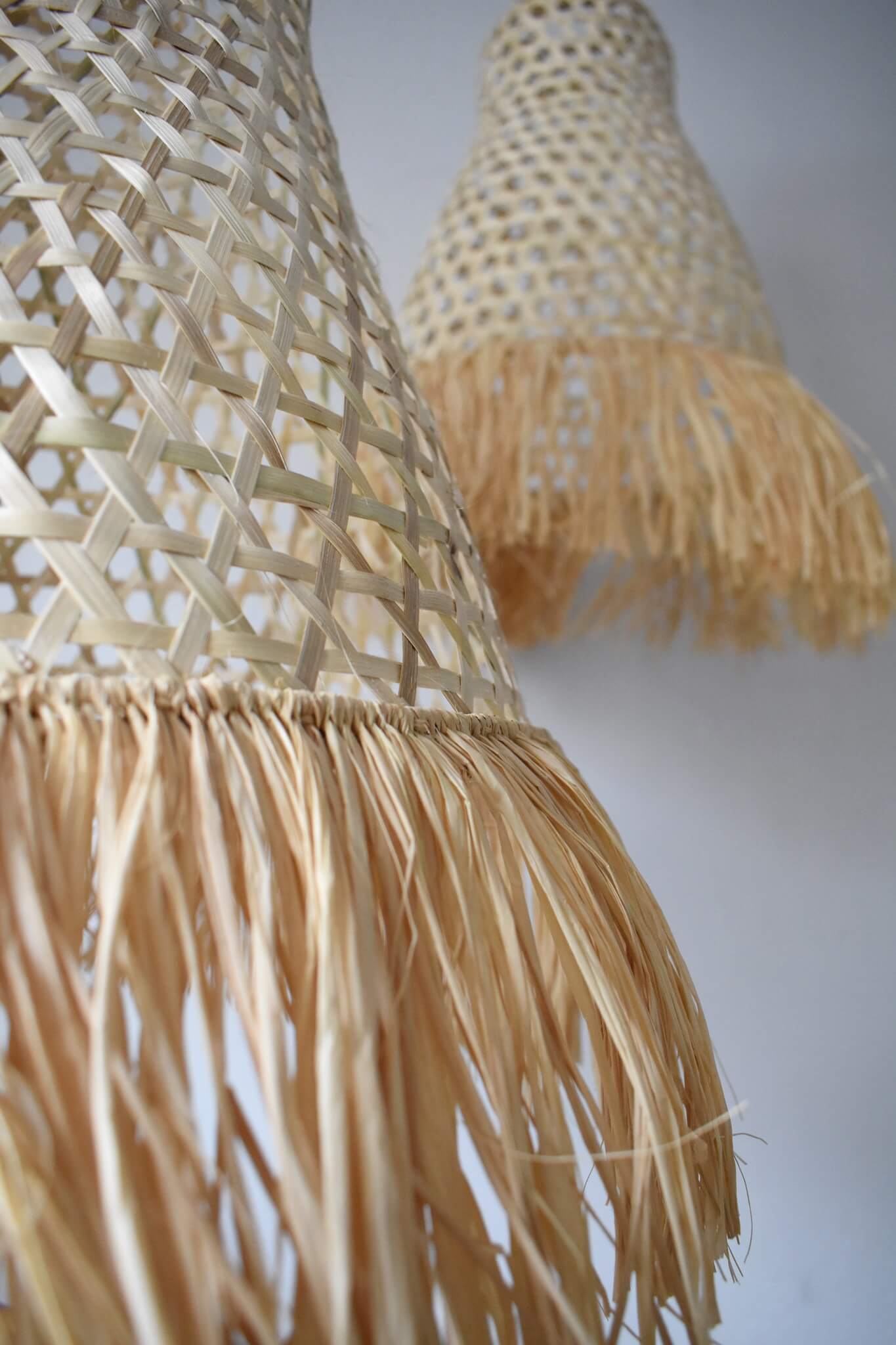 Klosz RIGEL wiszący naturalny pleciony abażur do lampy z bambusa i rafii, boho