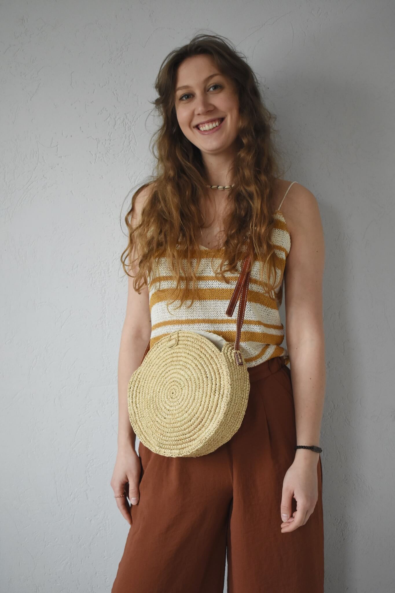 Torebka MAMY na ramię, pleciona, naturalna, z rafii