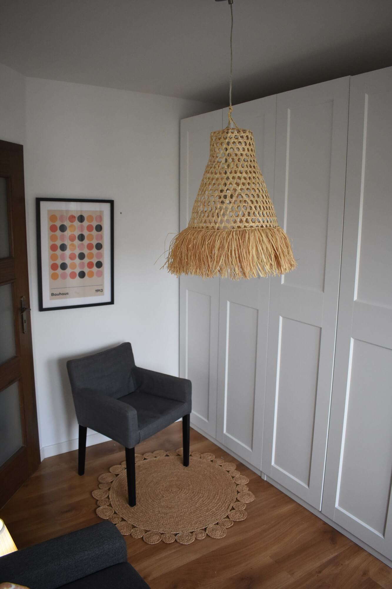 Okrągły dywan TONGOLOBE śr.100 cm naturalny, pleciony z rafii, boho