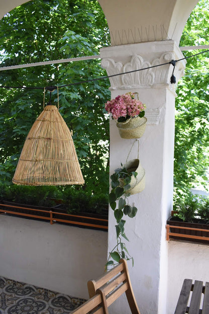 Klosz TIAKI naturalnay wiszący bambusowy abażur do lampy, boho, japandi 40cmx45cm