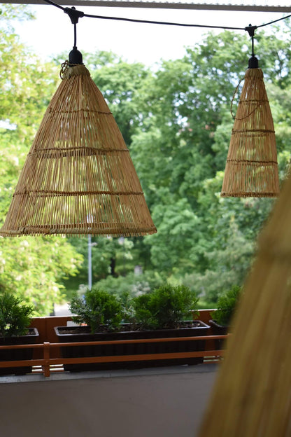 Klosz TIAKI naturalnay wiszący bambusowy abażur do lampy, boho, japandi 40cmx45cm