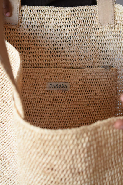 Torebka MELTINE shopperka maxi, duża torba z rafii, naturalna