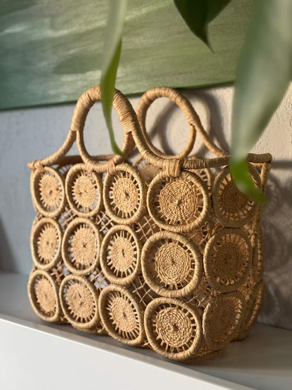Koszyk MAHAJANGA dekoracyjny wykonany z naturalnej rafii