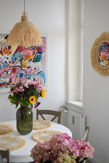 Klosz wiszący MIMOSA boho naturalny pleciony abażur do lampy z rafii