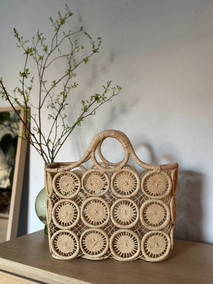 Koszyk MAHAJANGA dekoracyjny wykonany z naturalnej rafii